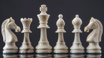 White chess pieces strategic arrangement