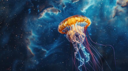 Fototapeta premium Cosmic jellyfish in deep space wonder and joy nebula drifters