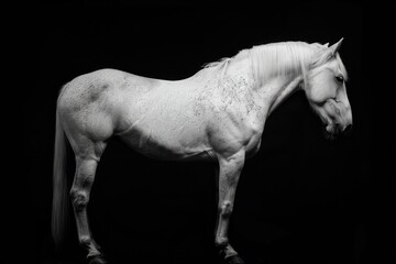 Elegant white horse high key portrait