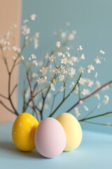 Easter eggs composition. Generative AI