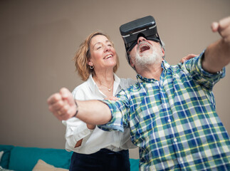 Captivated by the Future: Senior Couple's VR Adventure