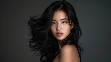 Naklejka premium Asian Model with Alluring Charm, Generative AI