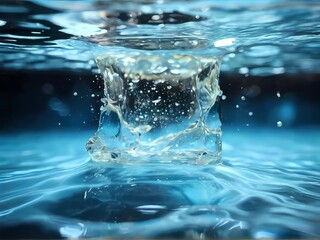 エコロジー透明で美しい水中に落下した瞬間の泡