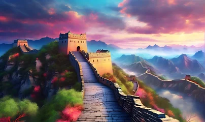 Zelfklevend Fotobehang Chinese Muur An ancient defensive structure reminiscent of the great wall of China