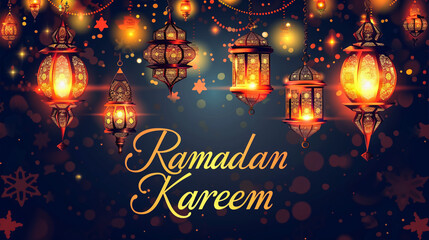 vector Ramadan greeting card with text saying: "Ramadan Kareem",