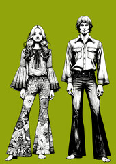 Illustration mode style années 1970