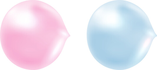 Pink and blue bubble gum bubbles