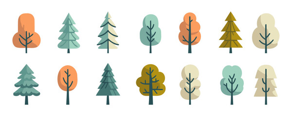 Assorted Flat Tree Array. Diverse Assortment of Flat Trees
