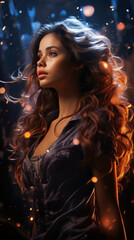 Fototapeta premium mujer, beldad, moda, negro, moreno, persona, gente, gótica, modelaje, cabello, godo, cara, halloween, glamour, espada, expresiones
