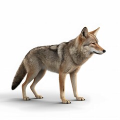 realistic single,Coyote,side view,white background,high detail, 8k,--ar 3 4