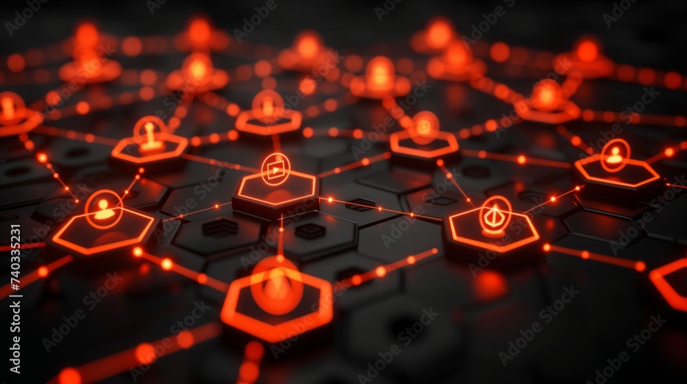 Aufkleber glowing network of connected nodes symbolizing digital connectivity