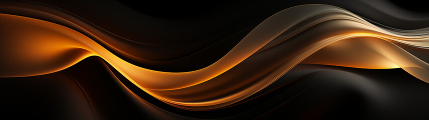 Brown and gold abstract backdrop comprises swirling modern waves - obrazy, fototapety, plakaty