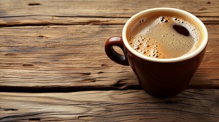A Cup of Coffee on Wooden Table