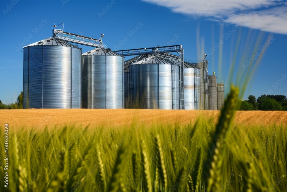 Poster elevator on a farm. background with selective focus and copy space