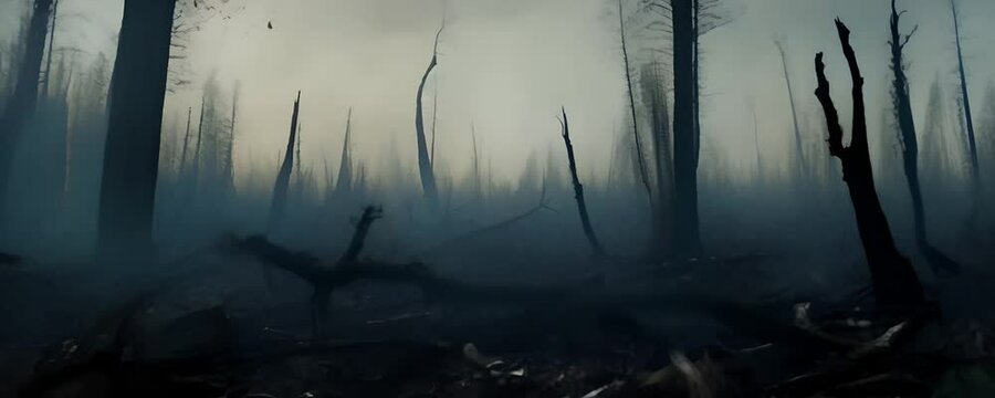  eerie silence and devastation following a severe forest fire
