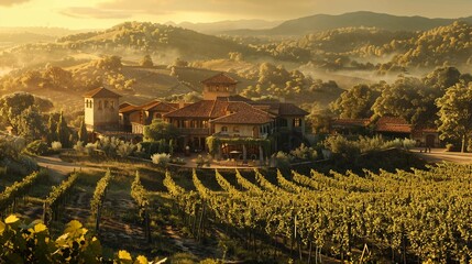 A picturesque winery nestled in the vineyards