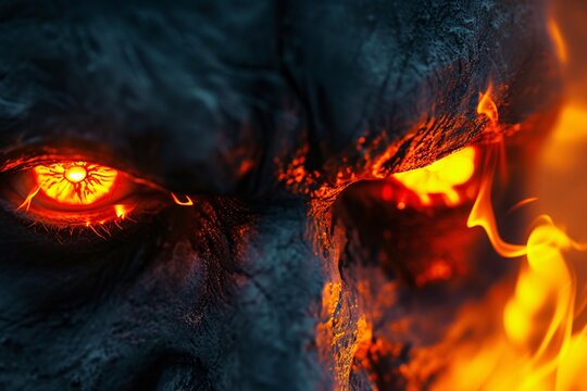 Gros plan sur un monstre au regard de feu &raquo; IA g&eacute;n&eacute;rative