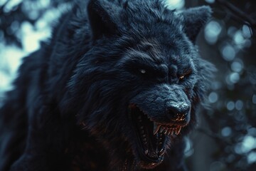 Portrait d'un loup féroce » IA générative