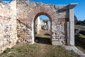 Fototapeta na wymiar Ruins at archaeological area of Philippi, Greece