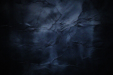 Navy trendy grainy grunge background with scratches dirty blue cement textured noise wall. Vintage...