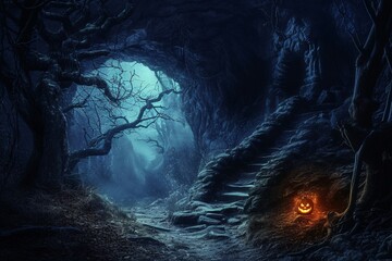 La maison d'un troll dans l'obscurité d'une grotte » IA générative - obrazy, fototapety, plakaty