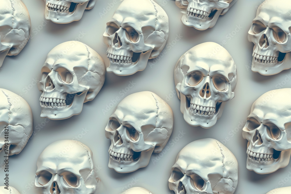 Poster pattern with skulls. backdrop for design with selective focus and copy space.