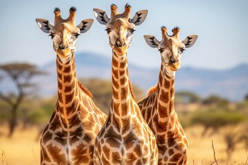 Fototapeta premium Groupe de girafes dans la savane » IA générative