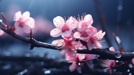 Celebrating nature's ephemeral beauty: the enchanting allure of cherry blossoms in spring, a symphony of pink blooms heralding renewal, serenity, and the timeless grace of fleeting floral elegance. - obrazy, fototapety, plakaty