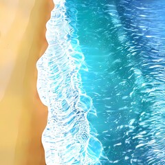 美しい青い海辺波打ち際イラスト