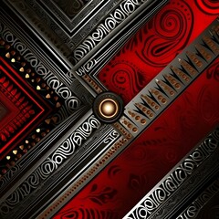 metallic Fijian design, red and black, vector image