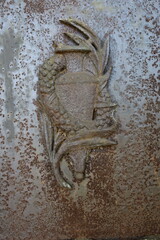 corroded wrought metal fence closeup