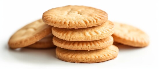 Delicious sandwich cookies made with glutenfree ingredients are stacked on a crisp white tableware background, ready to be enjoyed as a tasty treat