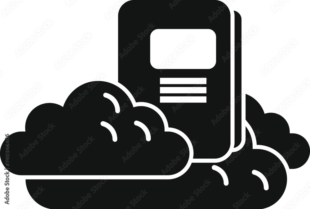 Sticker Cloud data book icon simple vector. Online store. Computer digital audio