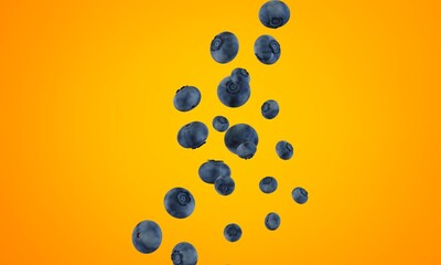 Fruits Falling Stock Photo, isolated on Yellow background