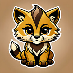 Fototapeta premium Chic Wardrobe and Cheerful Charisma: Exploring the Charming Sabretooth Cub's Fashion and Expressions.(Generative AI)