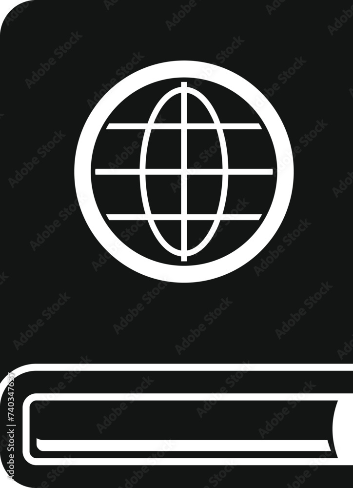 Poster global book store icon simple vector. internet based writer. pc electronic work