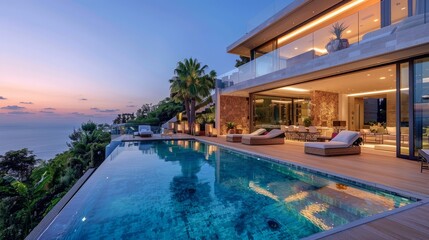 Fototapeta na wymiar luxury resort with pool and beautiful view