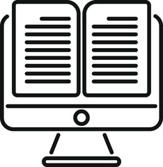 Open book online icon outline vector. App audio books. Write tablet