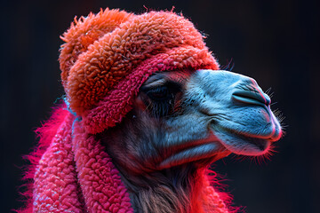Cool Camel with sunglasses, stylisch posing profile picture in a vibrant studio light