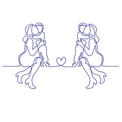 Happy Mother day card. Continuous one line drawing