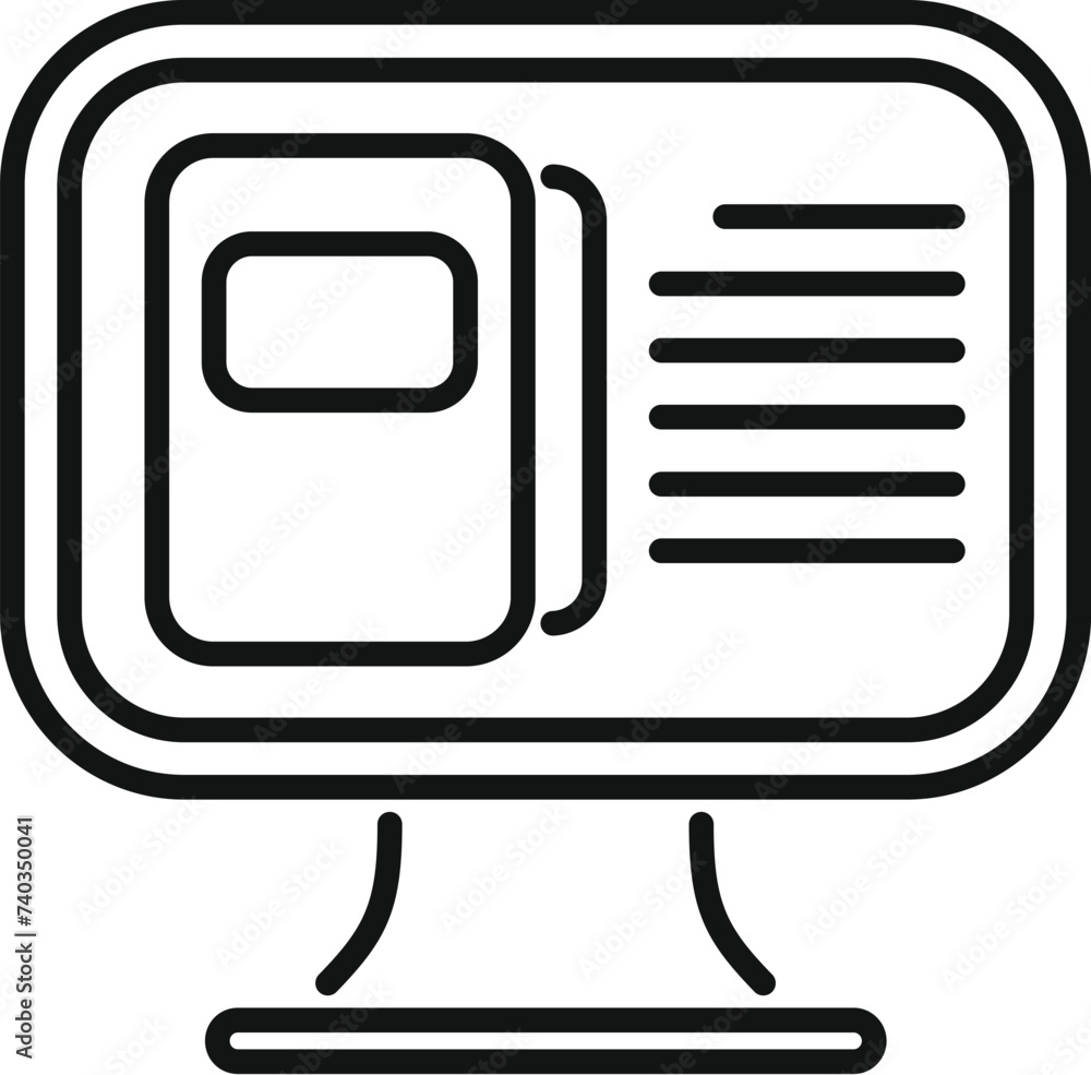 Poster computer book store icon outline vector. internet based. pc electronic work