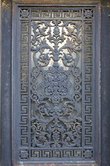 close up ancient weathered wrought metal  ornaments 