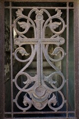close up ancient weathered wrought metal  ornaments 