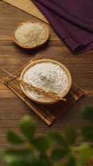 米粉イメージ｜米粉と白米と稲穂