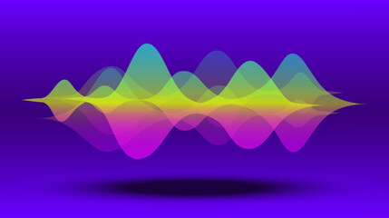 Multicolor abstract fluid sound wave. Audio digital equaliser technology, pulse musical, and light frequency. Vector illustration.