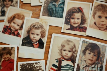 Nostalgic Portraits: Dive into the Past with a Collection of Polaroid Photos from the 80s and 90s, Featuring Retro Kids' Portraits and Timeless Expressions in Vintage Style.