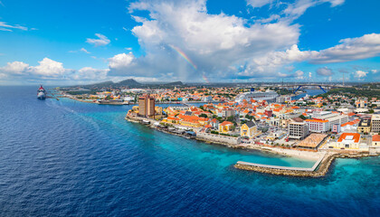 Downtown Willemstad, Curacao Skyline Aerial - 740352458