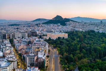Poster Athènes Downtown Athens, Greece Skyline Aerial