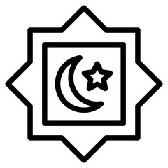 Islamic Icon. Line Art Style Design Isolated On White Background