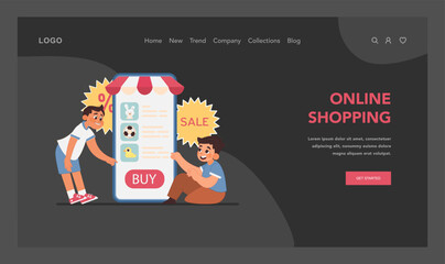 Online shopping concept. Flat vector illustration